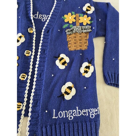 Longaberger Womens Vintage Cardigan Sweater Size Medium Rare Collectible Baskets - Picture 3 of 6